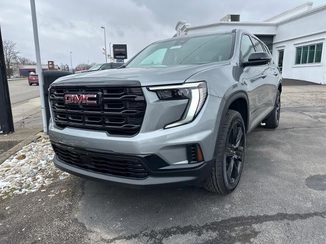 2026 GMC Acadia Elevation in Sterling Metallic — front three-quarter view
