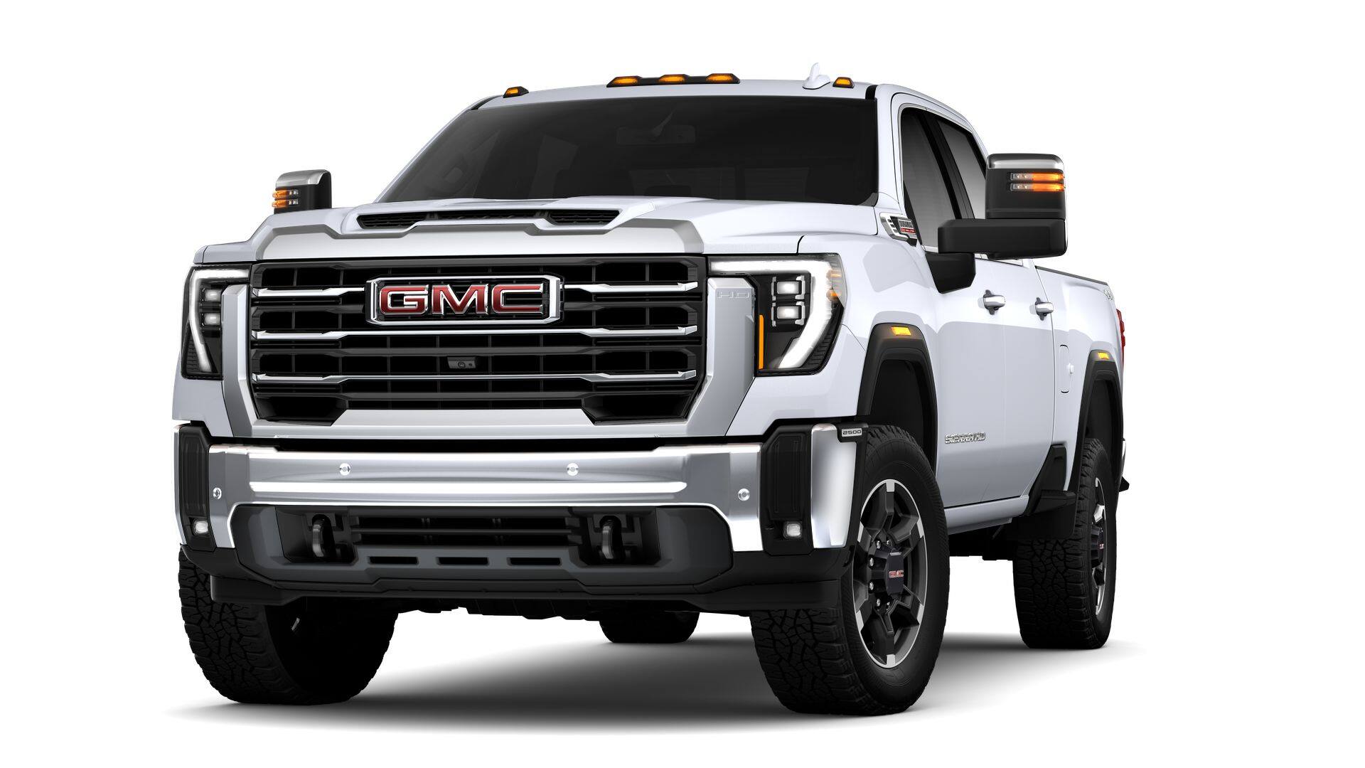 2026 GMC Sierra 2500 HD SLT in Glacier White Tricoat — front three-quarter view