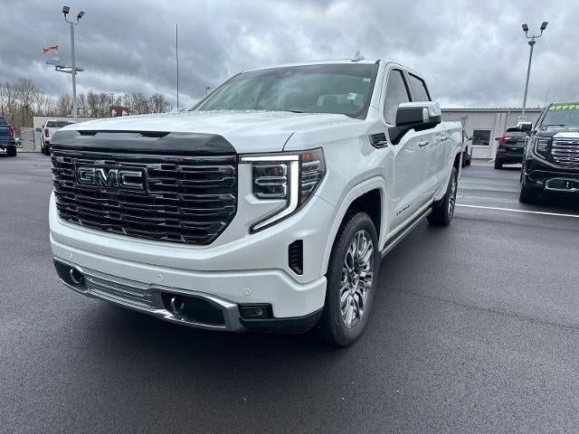 2025 GMC Sierra 1500 Denali Ultimate in White Frost Tricoat — front three-quarter view