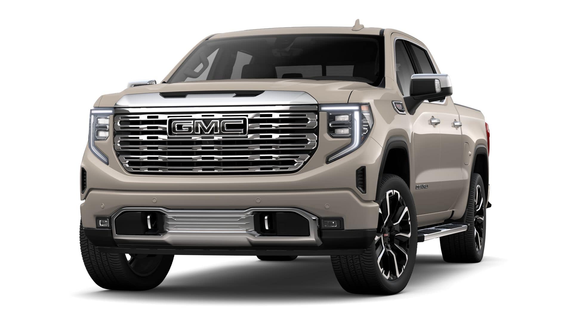 2026 GMC Sierra 1500 Denali in Coastal Dune — front three-quarter view